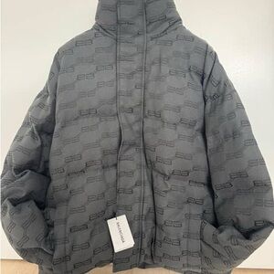 Balenciaga Charcoal Logo Puffer Jacket